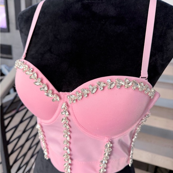 Chic Pink Embellished Bustier size S - Picture 11 of 12
